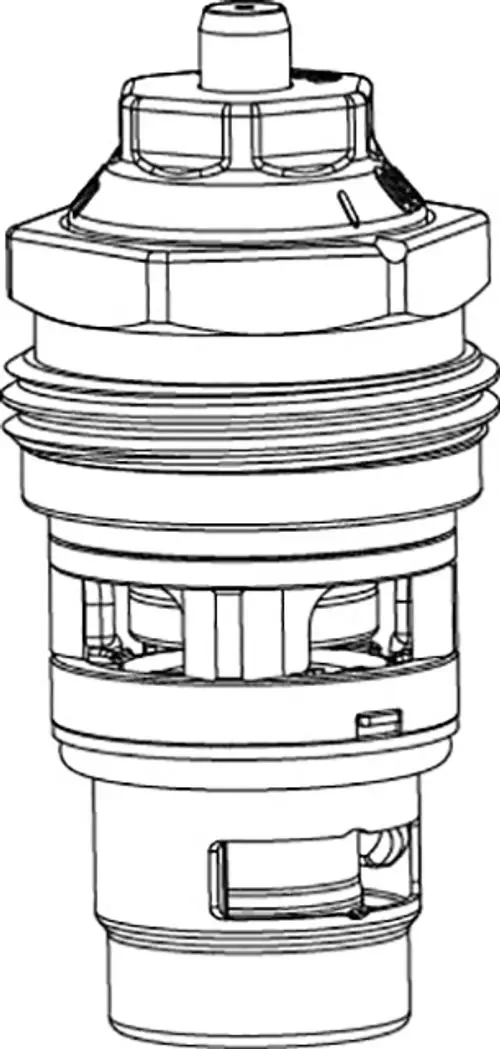 Ersatzteil mit zylindrischer Form und mehreren Öffnungen, das zur Regelung von Flüssigkeitsströmen in Heizungsanlagen von IMI Hydronic Engineering dient.